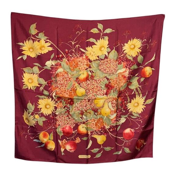 Salvatore Ferragamo silk scarf with floral and fruit print - Picture 1 of 12